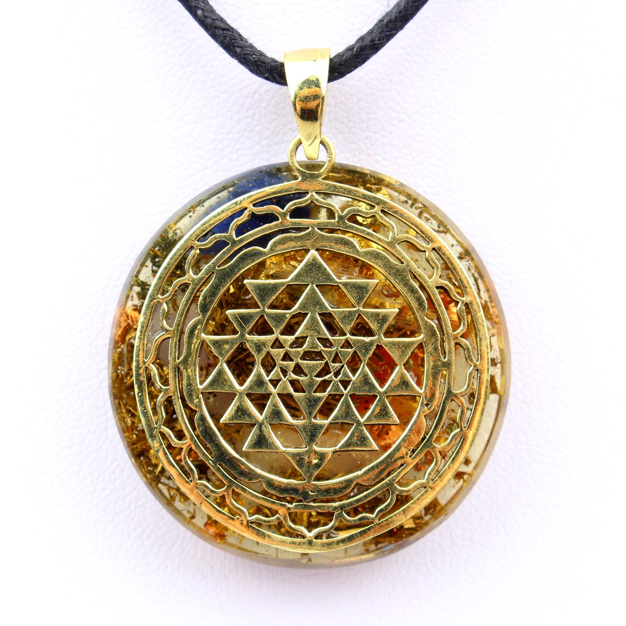 Orpanit® Orgonit Amulett „doublesided“ Sri Yantra Wendeamulett Messing