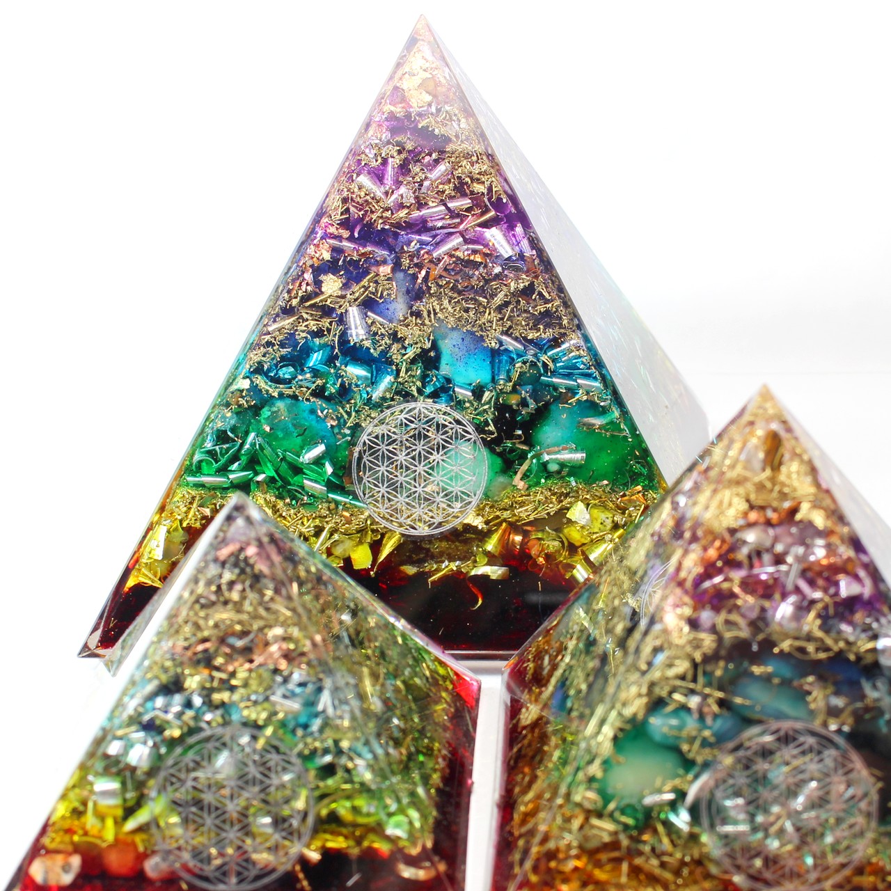 Orpanit® Orgonit 7 Chakren „Regenbogen“ Pyramide M