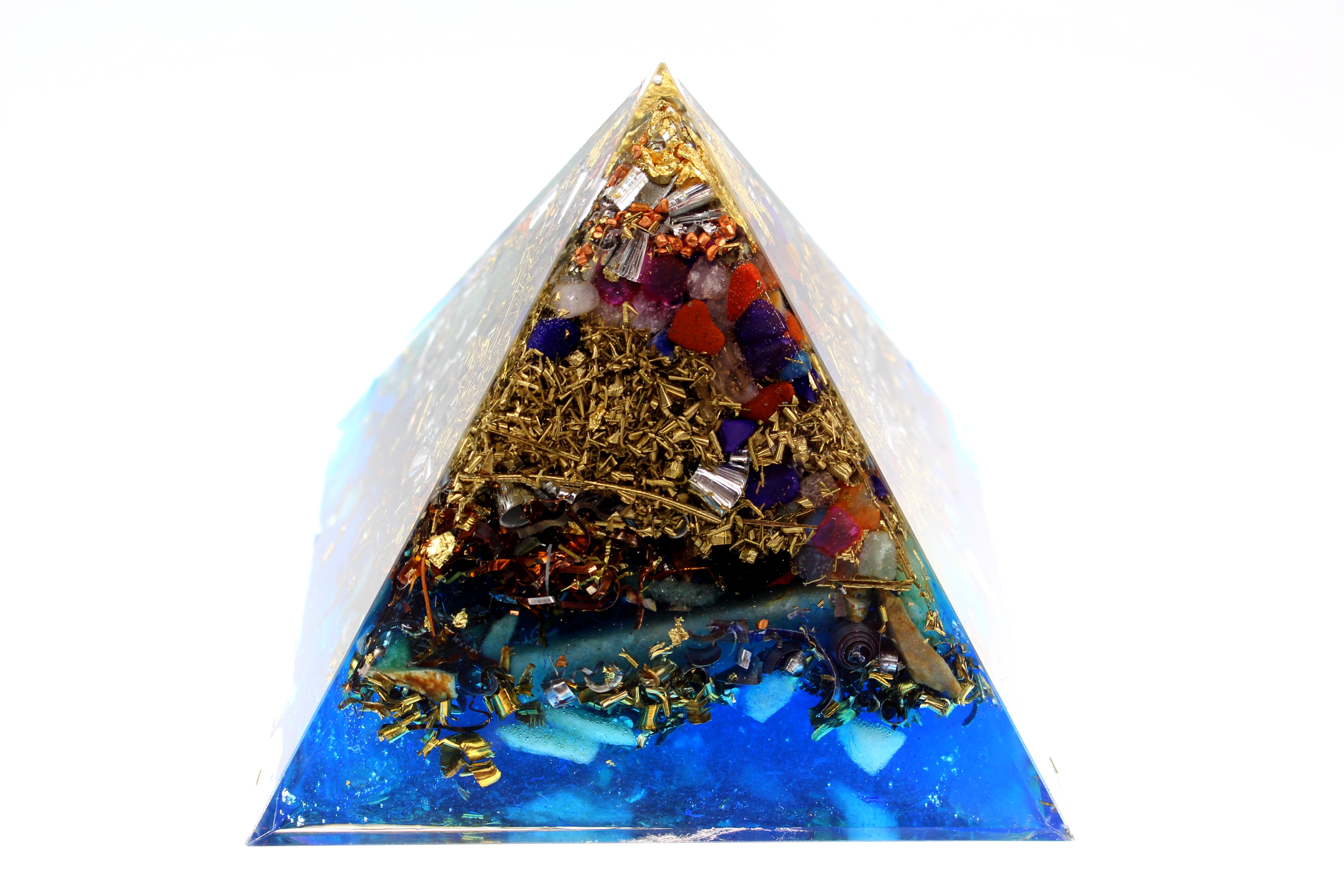 Orgonit 5. Chakra Pyramide L Erzengel Sitael hellblau Kommunikation